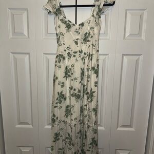 Hollister Green and Cream Floral Maxi Dress